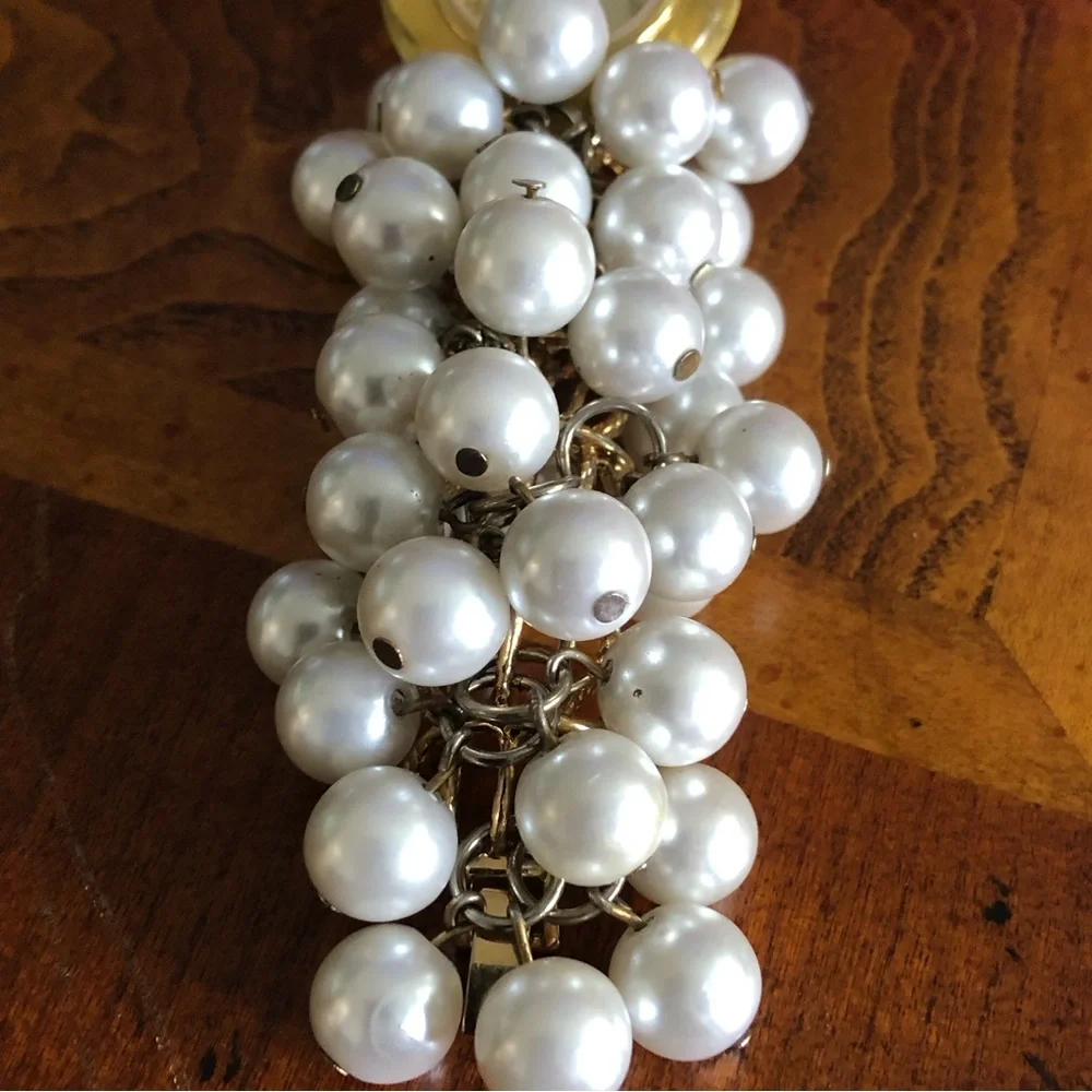 Vintage 80s Bonetto Candy Pearl cluster bracelet watch